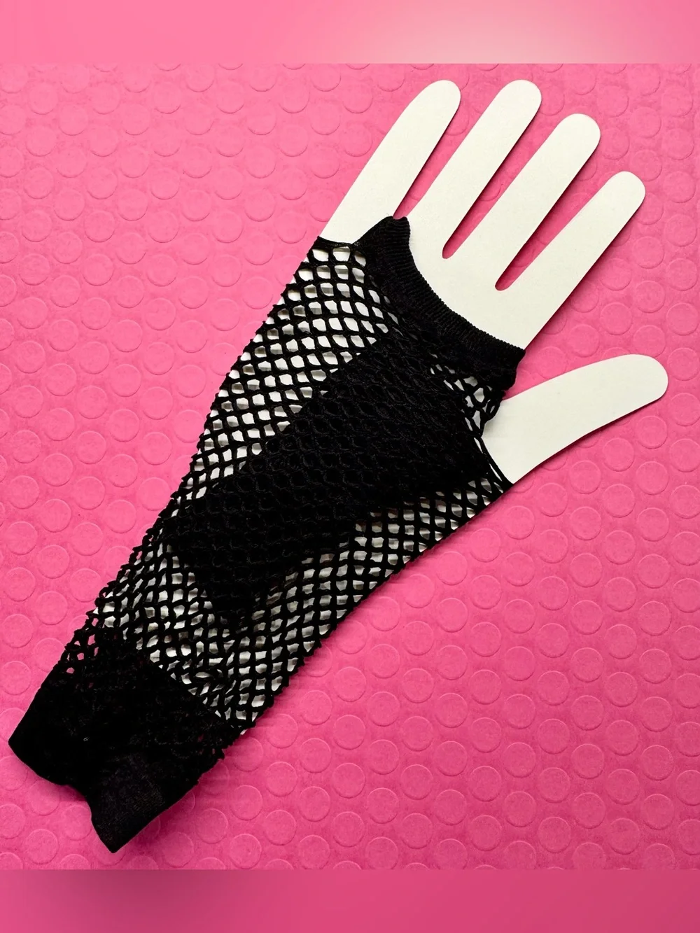 New Pair of Women’s Black Fishnet Fingerless Gloves Goth Punk 80s Style - 8.5”